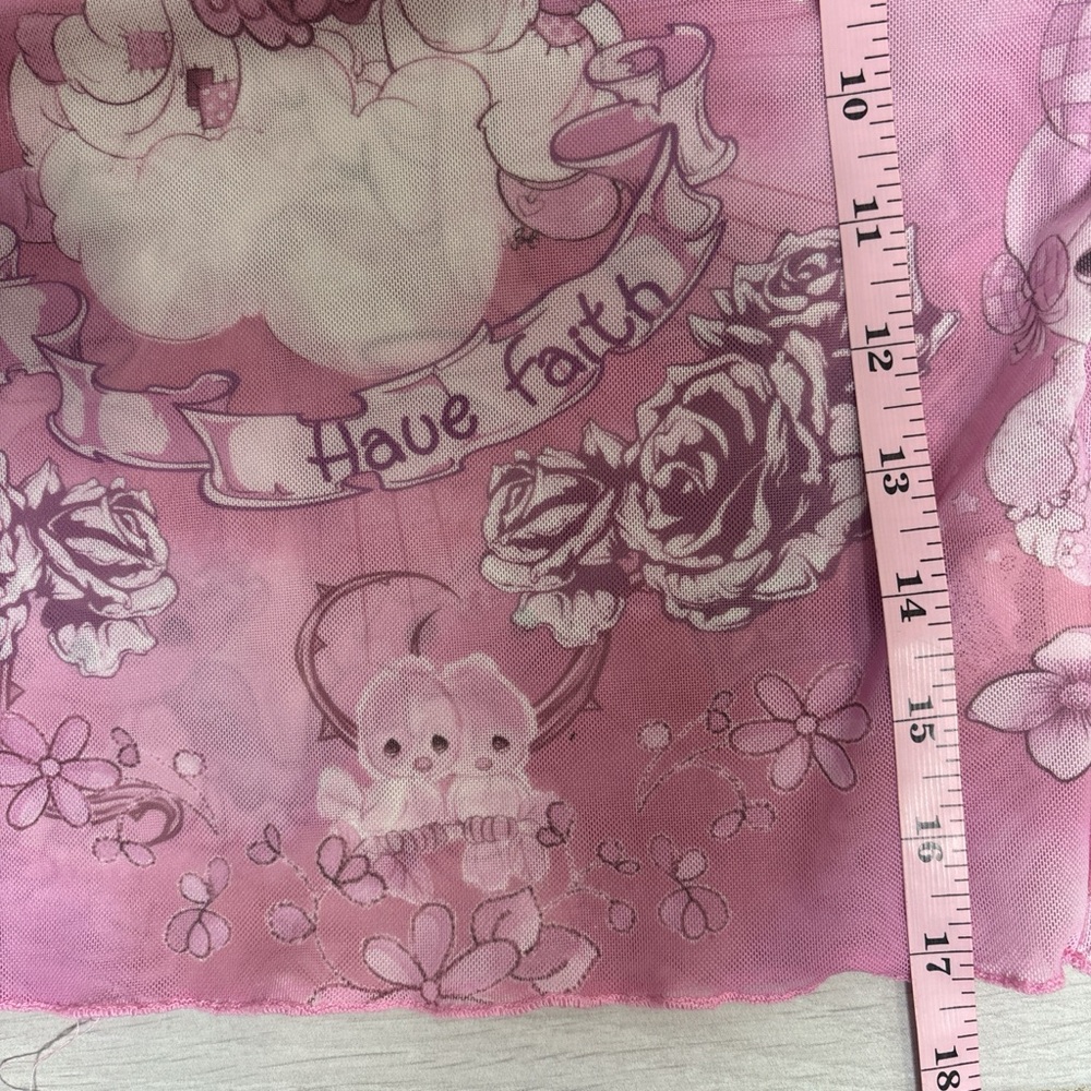 Forever 21 collab Pink Angel precious moments Graphic Sheer Long Sleeve Top - Picture 6 of 6